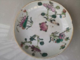 清道光粉彩四季花卉碟