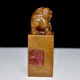 旧藏 寿山石田黄石印章重量：187克