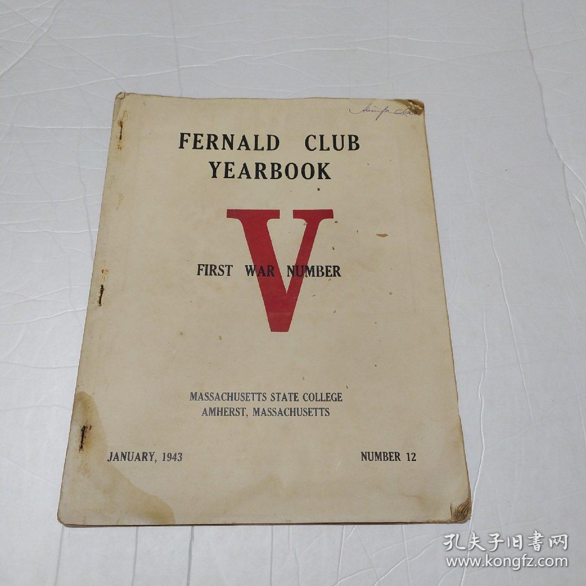 FERNALD CLUB YEARBOOK  FIRST WAR NUMBER NUMBER12，1943年民国 有贴一张照片