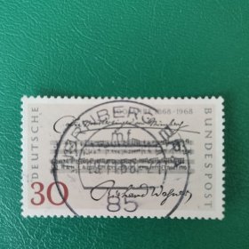 德国邮票 西德1968年歌剧-纽伦堡的工匠歌手 首演百年-谱曲手稿 1全销