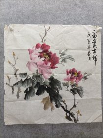 120，四尺斗方牡丹，尺寸70*70，品相一般