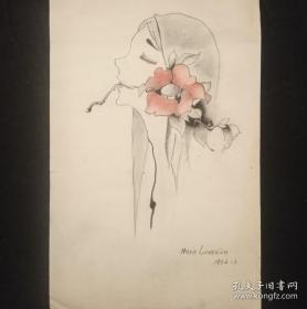 玛丽·罗兰珊（Marie Laurencin) 1952年作 手绘素描画 西画油画素描水粉字画 国画老物件。近现代西画油画大艺术家作品，水粉素描油画艺术大师级人物。画心尺寸40×27cm