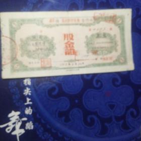 股票¥¥股权证，江苏省南阪县东河联村供销合作社股金证1953年3月10日，老品珍品，收藏佳品
