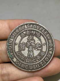 吉林省造，盘龙光绪元宝，样币银元一枚。