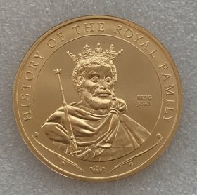库克群岛2010年 英国王室的历史~约翰王 克朗型纪念币 铜镍镀金38mm
