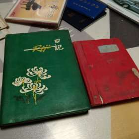 老日记本二册合售，有插图笔记具体见图