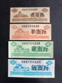 1983年河南省开封市食油票4枚/组（龙亭图案）