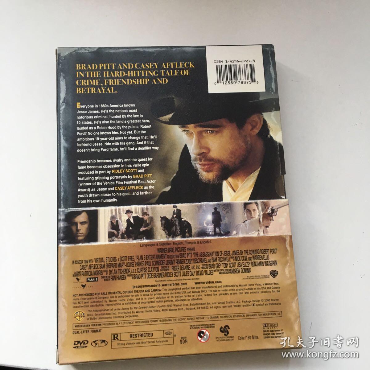 DVD 光盘 1碟盒装：神枪手之死 The Assassination of Jesse James by the Coward Robert Ford (2007)又名: 刺杀神枪侠 / 刺杀杰西·詹姆斯 / 刺杀神枪手 / 叛逆暗殺 /  刺杀杰西