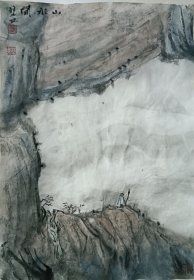 书画名家笔墨真迹，著名禅意书画家贾双林山水作品:山水间