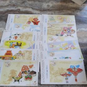 中国邮政贺年（有奖）明信片，1999年，兔年，12张一套合售。未使用