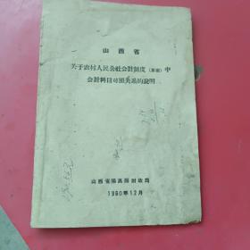 山西关于农村人民公社会计制度（草案）中会计科目对照关系的说明