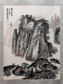 黄山秋色，立轴，梁树年， 画心尺寸84X64公分