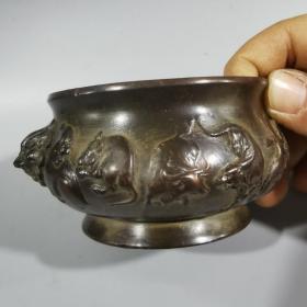 铜十二生肖香炉，品相如图