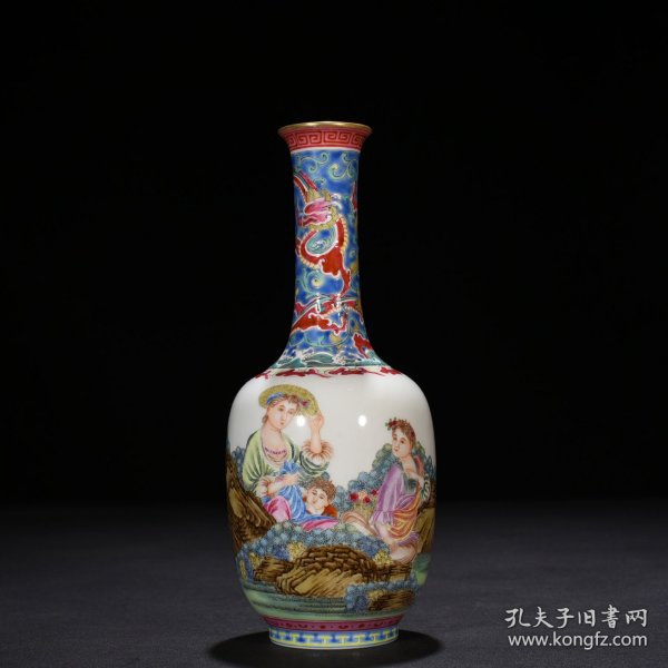 清雍正珐琅彩西洋人物纹瓶 22*8.5厘米