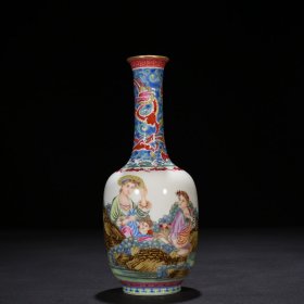 清雍正珐琅彩西洋人物纹瓶 22*8.5厘米