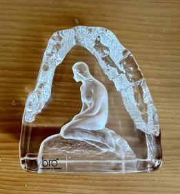 Nybro hand made Swedish crystal·瑞典手工水晶摆件·海的女儿·质地手感一流·原盒原装