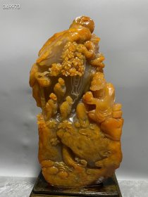 珍品旧藏．精品寿山石田黄石摆件。【悟道】摆件 原石雕刻 石质温润细腻