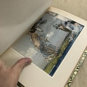 《马修·阿诺德歌谣录》1919年私人定制豪华小牛皮精装本， The Scholar Gipsy & Thyrsis 苏格兰水彩画之王罗素•弗林特绘本十张绝美水彩图