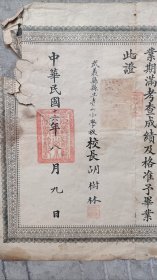 民国武义县毕业证书