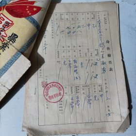 50年代档案袋一个 包括：照片／健康检查表／登记表／简历等共6页【1953年毕业证书一张有破损】1936年生人，解放前生活困难，18岁结婚。