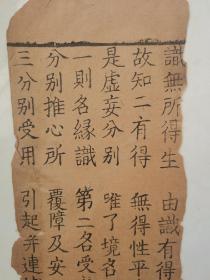 佛经残页一片，尺寸29×11cm两指帘纹，年代久远纸风化掉渣。