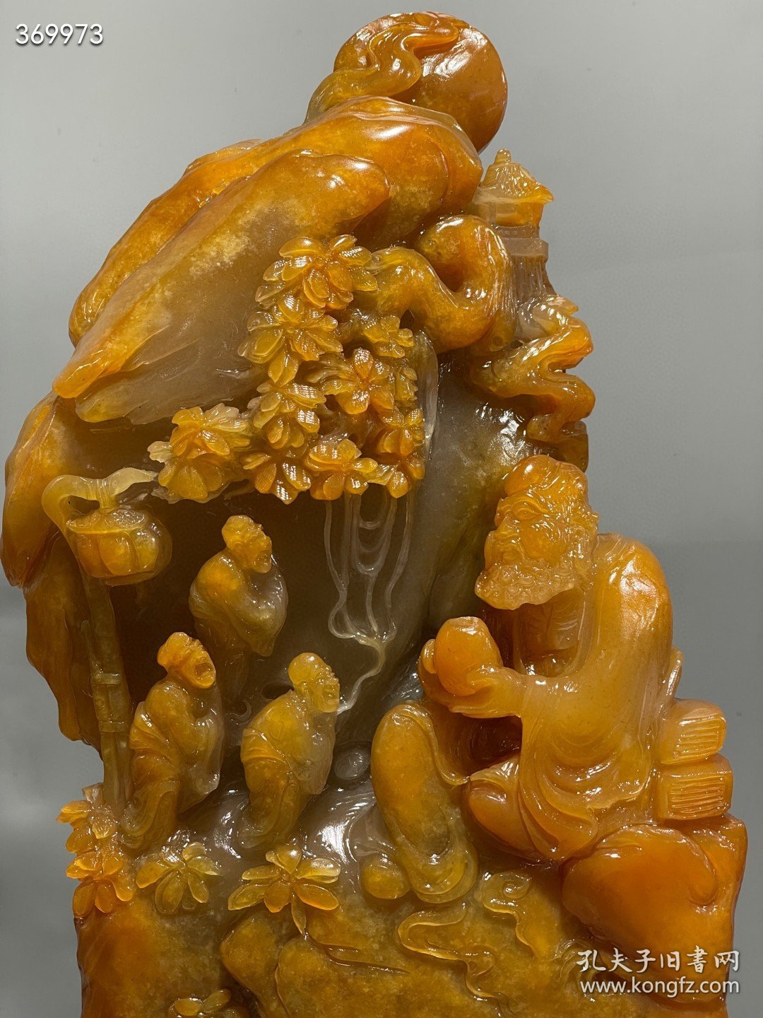 珍品旧藏．精品寿山石田黄石摆件。【悟道】摆件 原石雕刻 石质温润细腻