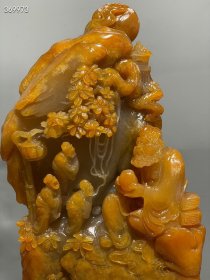 珍品旧藏．精品寿山石田黄石摆件。【悟道】摆件 原石雕刻 石质温润细腻