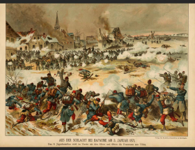 1897年德国套色石印版画巴波姆战役