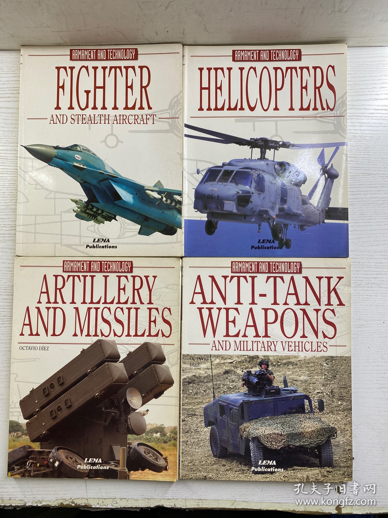 Armament and Technology：Helicopters、Artillery and missiles、Fighter and stealth aircraft、Anti-tank weapons and military Vehicles）武器和技术：直升机、火炮和导弹、战斗机和隐形飞机、反坦克武器和军用车辆） 4本合售（16开）正版如图、内页干净