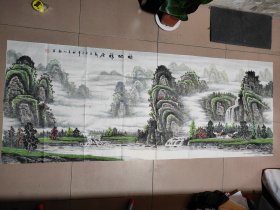 画家 刘磊 小六尺山水《福地雅居》178x68厘米 字画为宣纸水墨纯手绘，因为后期还需要装裱才能悬挂，画芯折叠装信封发货 惠民价