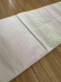 日本回流 西阵织 刺绣 布料 和服腰带 超长 白色 浅粉 可手工 布包 桌旗 坐垫 杯垫 枕套 抱枕套 DIY 自由发挥 布料手感好 满工 孔雀羽毛 纹理