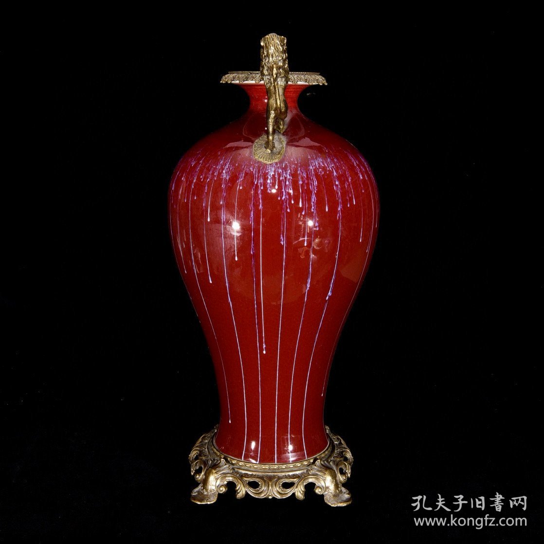 清乾隆回流红釉瓶，49×24厘米