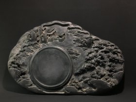 旧藏麻坑端砚 月照清江款：唐英