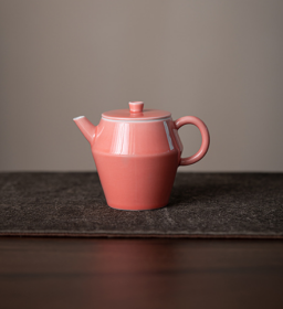 桃红色 中式陶瓷功夫茶壶带过滤孔