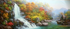 朝鲜油画 人民艺术家 李春植 作“山水”