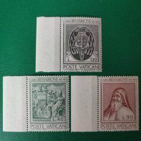 梵蒂冈邮票1972年红衣主教比萨里奥逝世500周年 3全新
