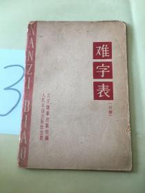 难字表（初稿）。