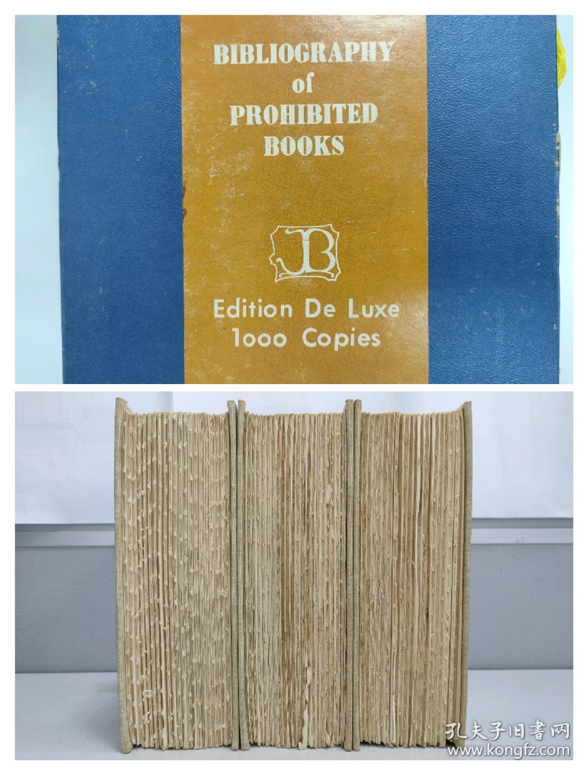 珍贵资料 BIBLIOGRAPHY OF PROHIBITED BOOKS 布封精装三厚册 带函套 毛边本 限量1000部