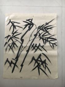 国画画稿   草宣 宣纸未裱  水墨画  竹子 尺寸：48x 39厘米  品相以图为准