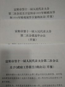 富阳市第十一届人民代表大会第二次会议关于政府工作报告的决议草案+第十一届人民代表大会第二次会议选举办法草案+第2次会议关于阜阳市1993年财政决算和1994年财政预算草案的决议