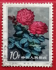 中国邮票 t93 1984年 发行量550万 月季花 黑旋风 6-4 信销