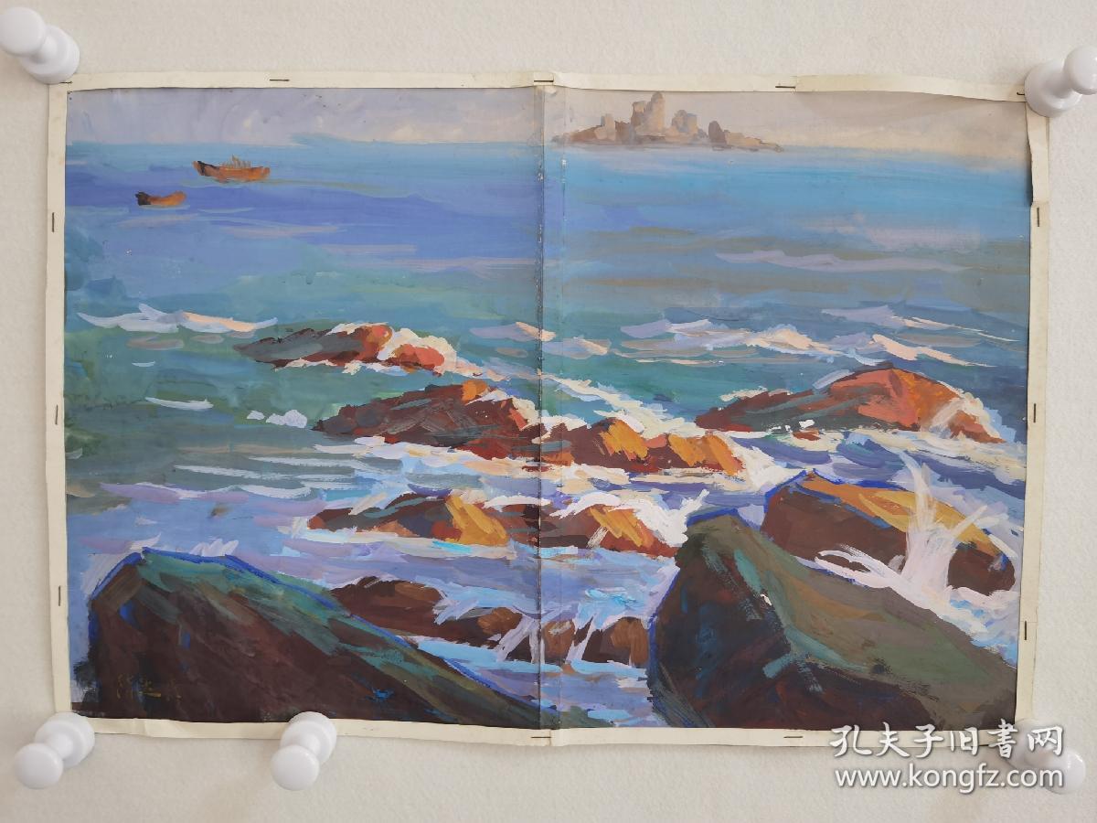 陈达青， 浙江美术学院教授，六十年代水彩画之七，著名画家，生于浙江嵊县。《牛蛙》是他60年代的代表作之一，作品保真，尺寸45x35