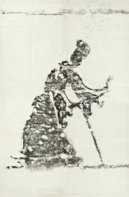 四川乐山崖墓画像石–麻浩 人物拄杖。東漢。四川樂山麻浩享堂。拓片尺寸68.81*104.18厘米。宣纸艺术微喷复制。