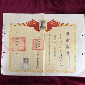 毕业证：1954年江苏南京市太平路小学包明虹毕业证书一张