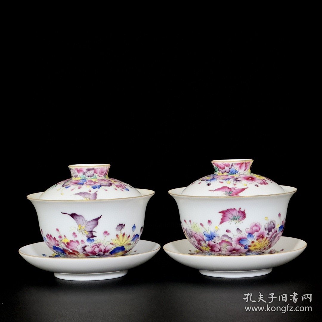 点击查看原图 清乾隆珐琅彩万花蝴蝶纹盖碗 古玩古董古瓷器老货收藏
