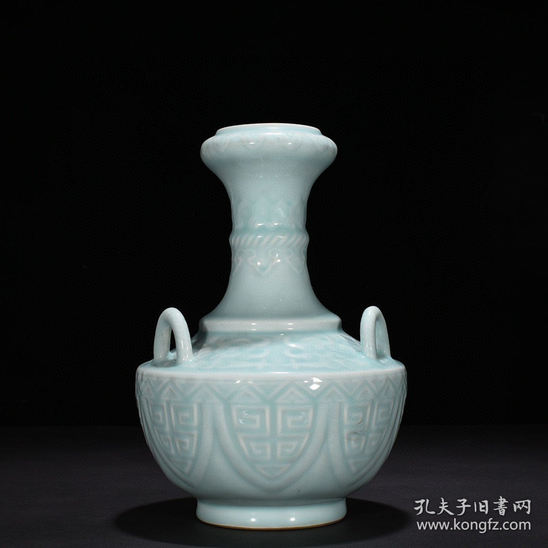 清乾隆粉青釉三系瓶三系尊 32*22厘米