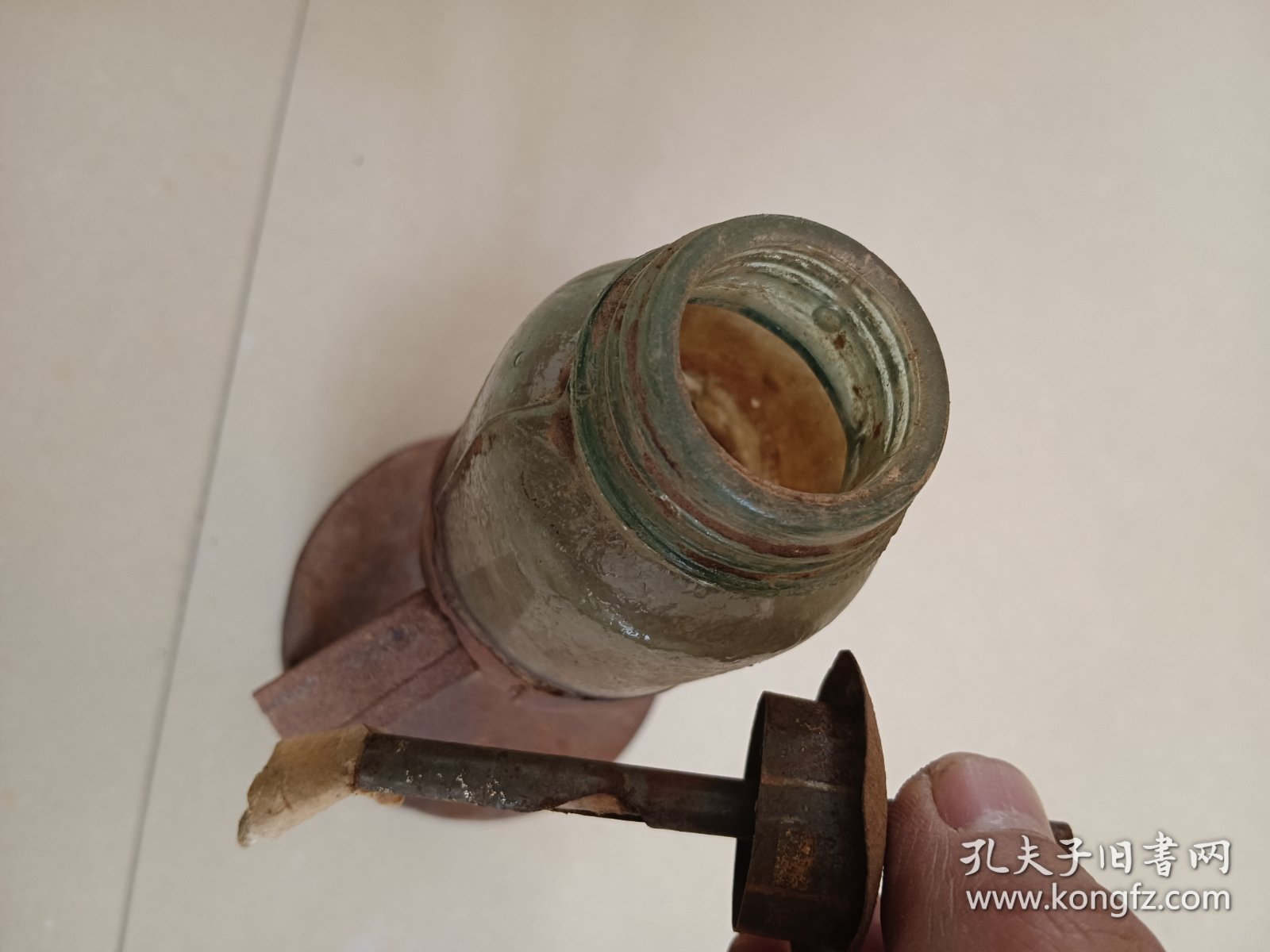 老油灯 高脚油灯 完整 总高20