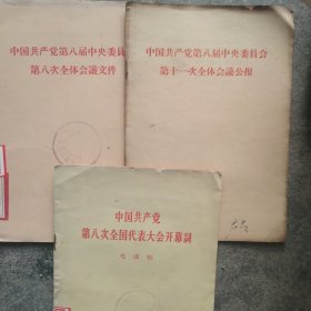 中国共产党第八次全国代表大会开幕词 中国共产党中央委员会第八次会议文件 第十一次会议公报3本合售如图