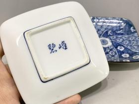 日本青花茶托 一对