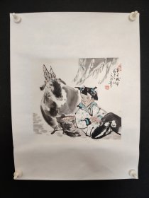 王智之，原名：王志轻，小品国画一副